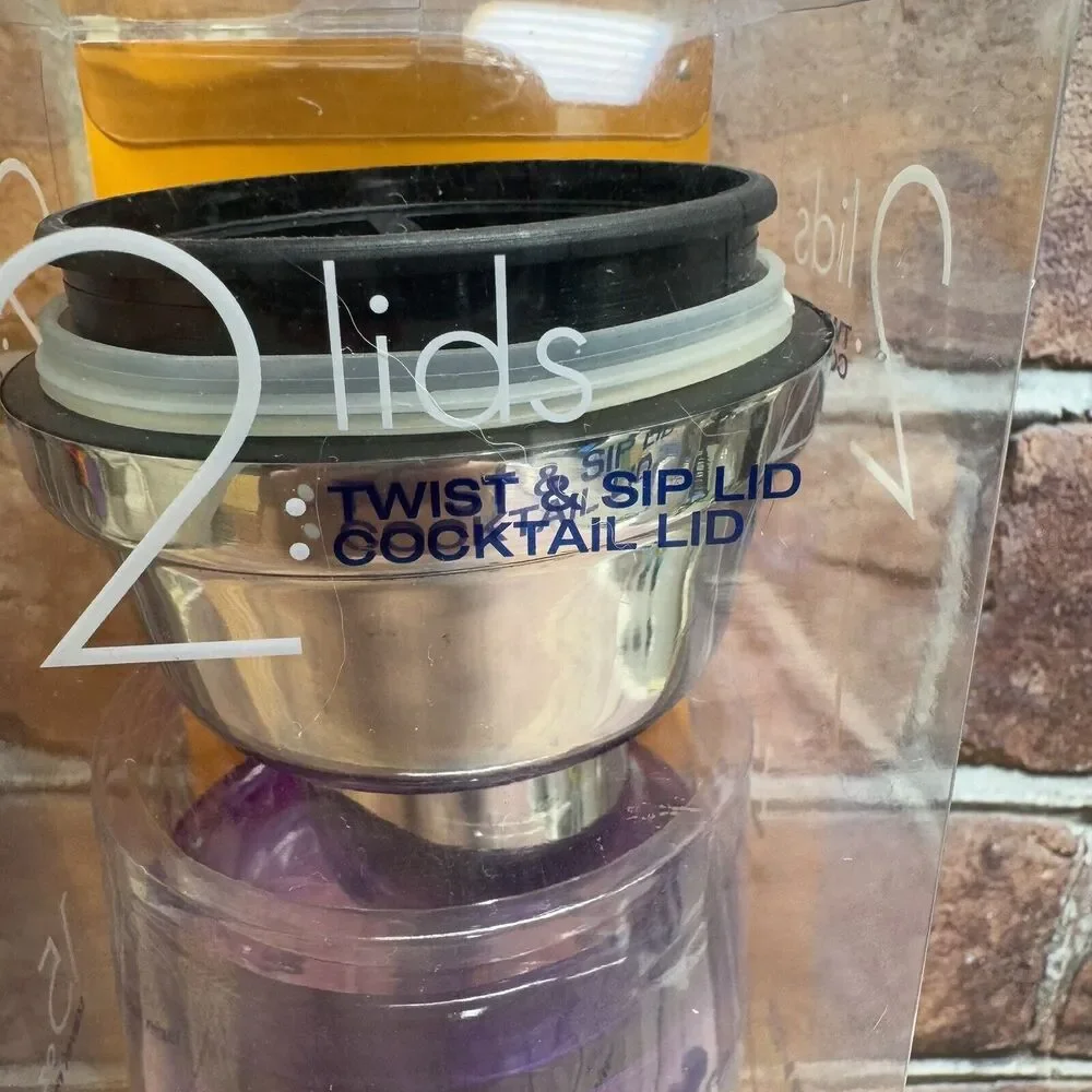 Rove On The Go Living 15 oz Travel Mixer 2 Lids Smoothies Protein Shakes Fitness